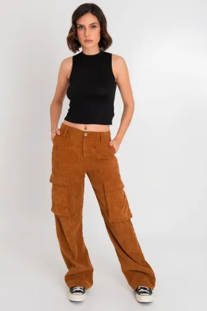 Pantalón cargo de pana fit wide leg