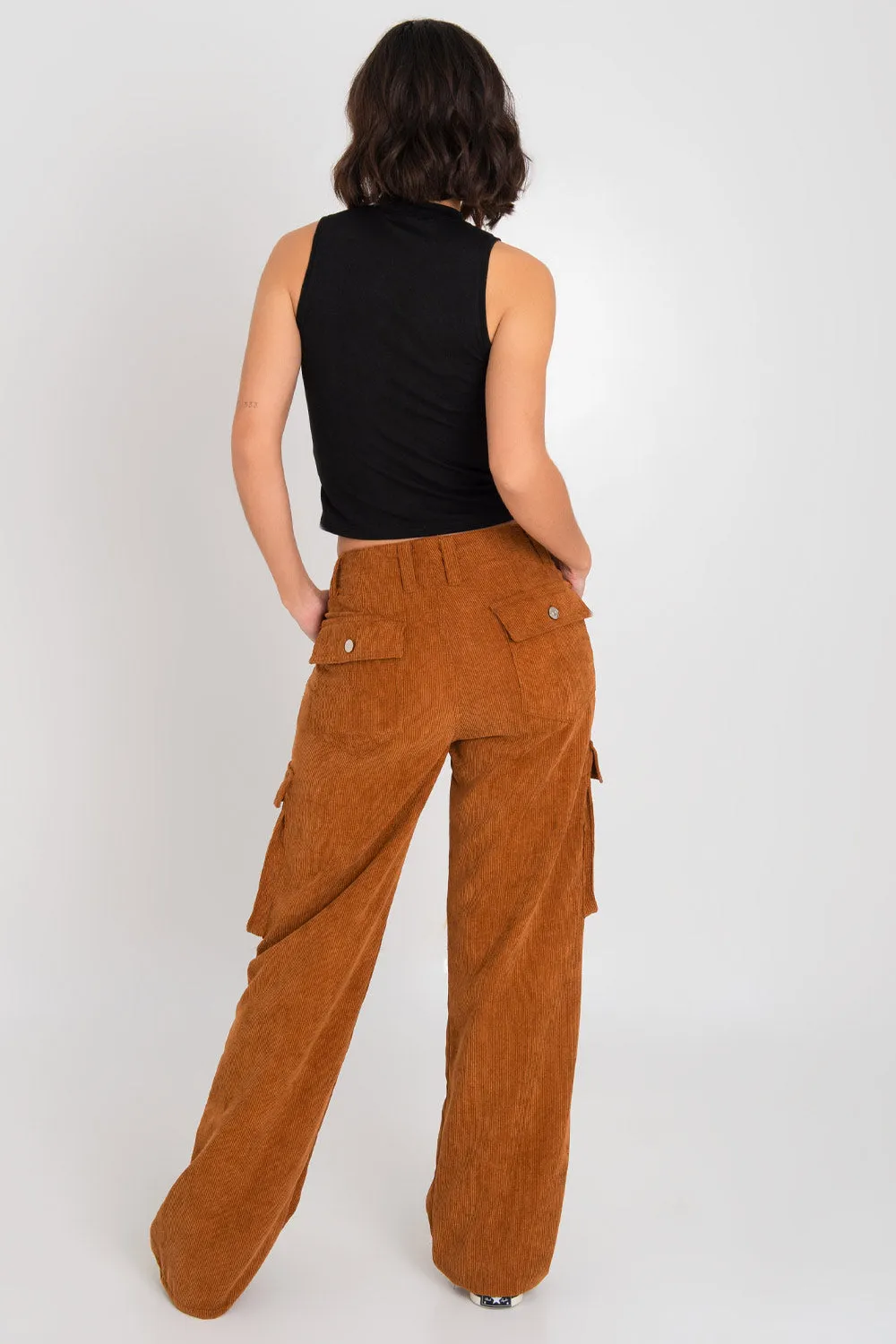 Pantalón cargo de pana fit wide leg