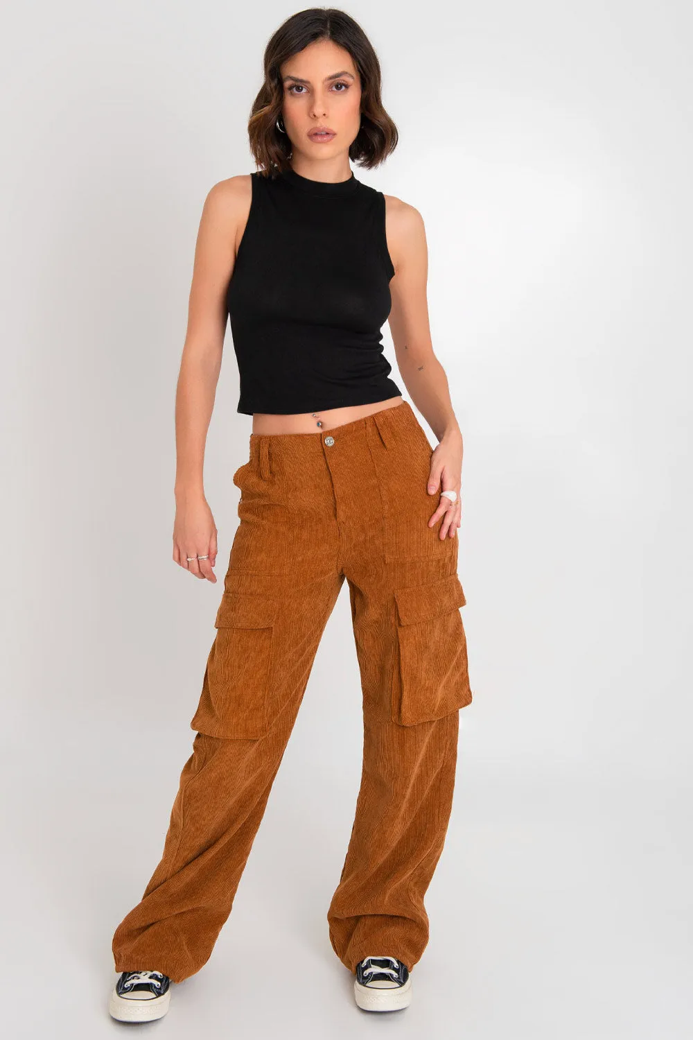 Pantalón cargo de pana fit wide leg