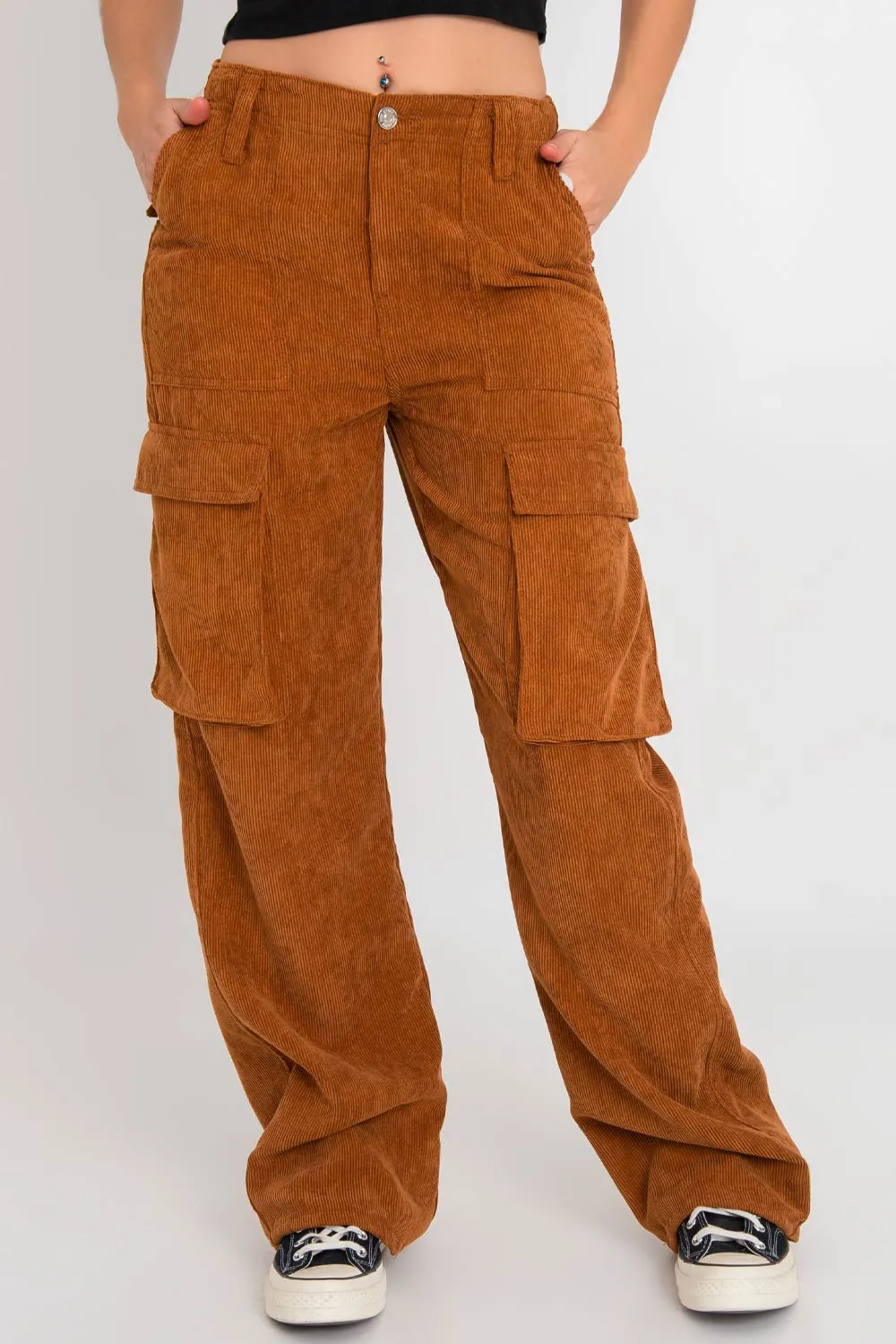 Pantalón cargo de pana fit wide leg