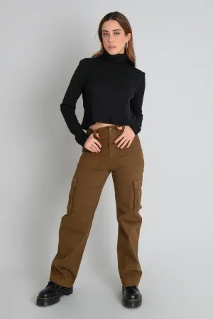 Pantalón cargo wide leg fit de cintura alta