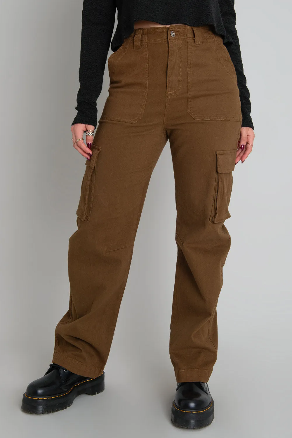 Pantalón cargo wide leg fit de cintura alta