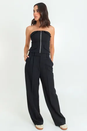 Pantalón con pinzas frontales de fit wide leg