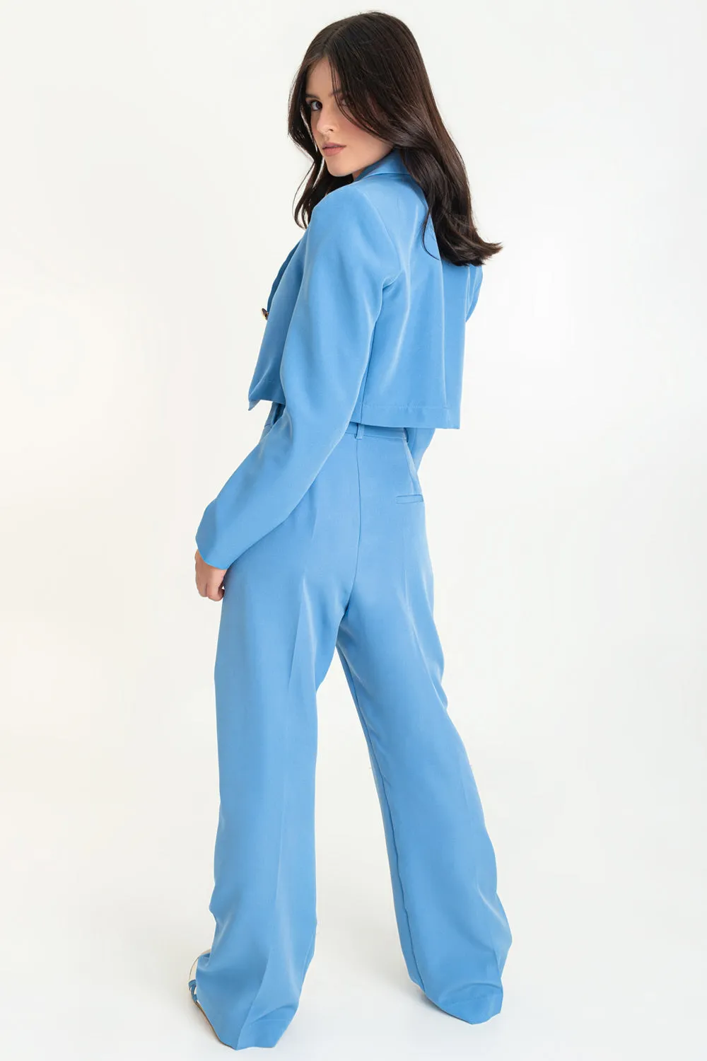 Pantalón de cintura alta fit wide leg con pinzas
