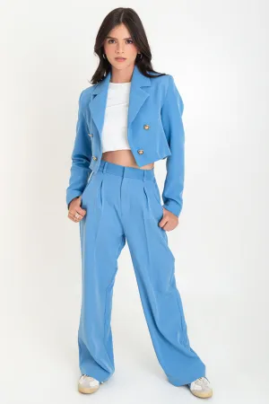 Pantalón de cintura alta fit wide leg con pinzas