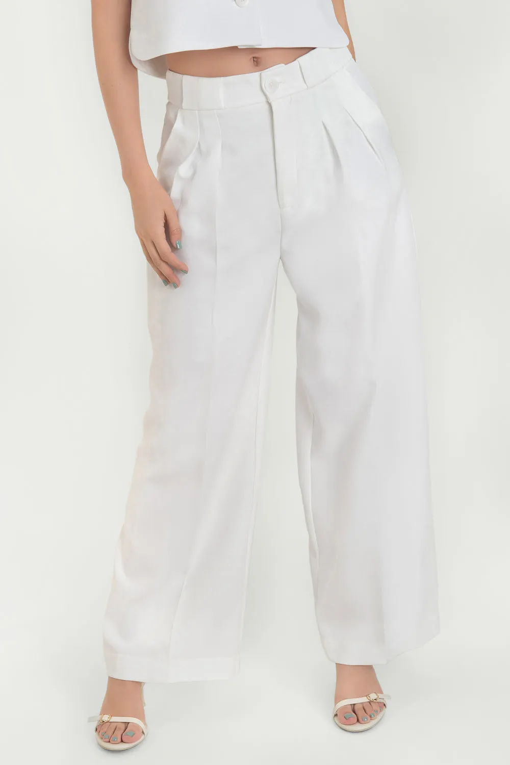 Pantalón de fit wide leg tiro bajo con raya