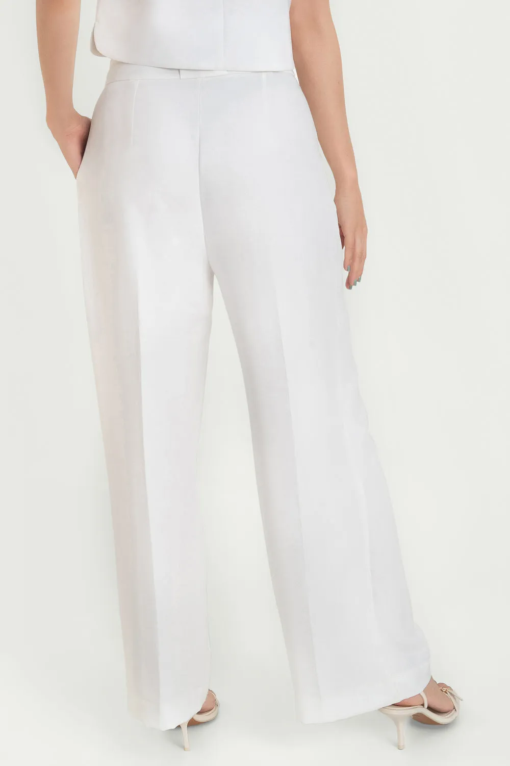 Pantalón de fit wide leg tiro bajo con raya
