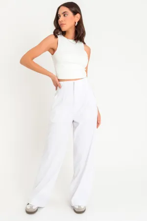 Pantalón fit wide leg tiro alto con pinzas