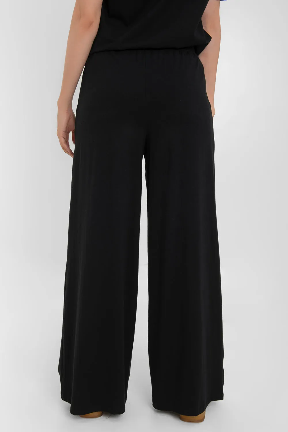 Pantalón wide leg cintura alta con jareta ajustable