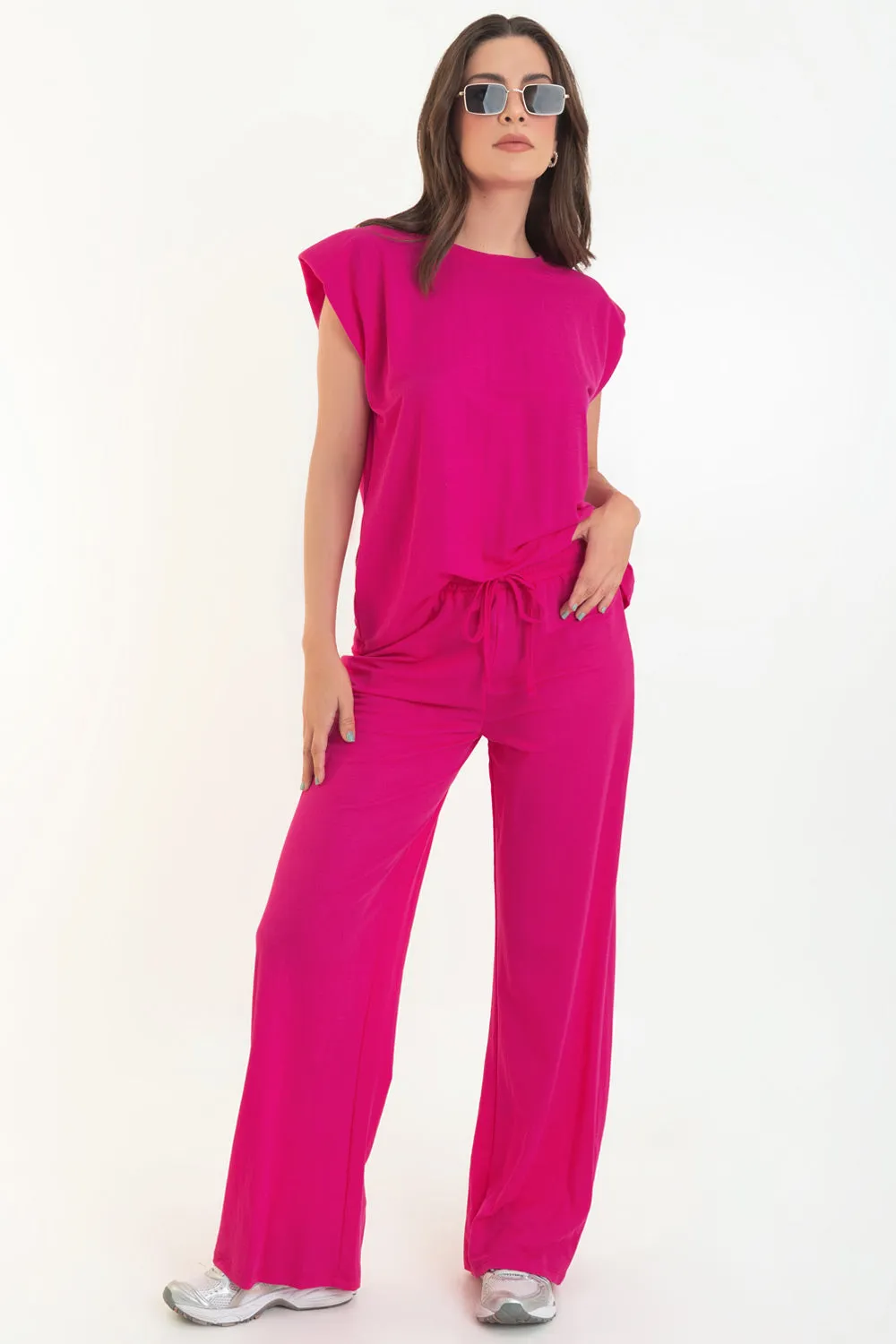 Pantalón wide leg pretina elástica con jareta