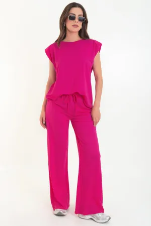 Pantalón wide leg pretina elástica con jareta