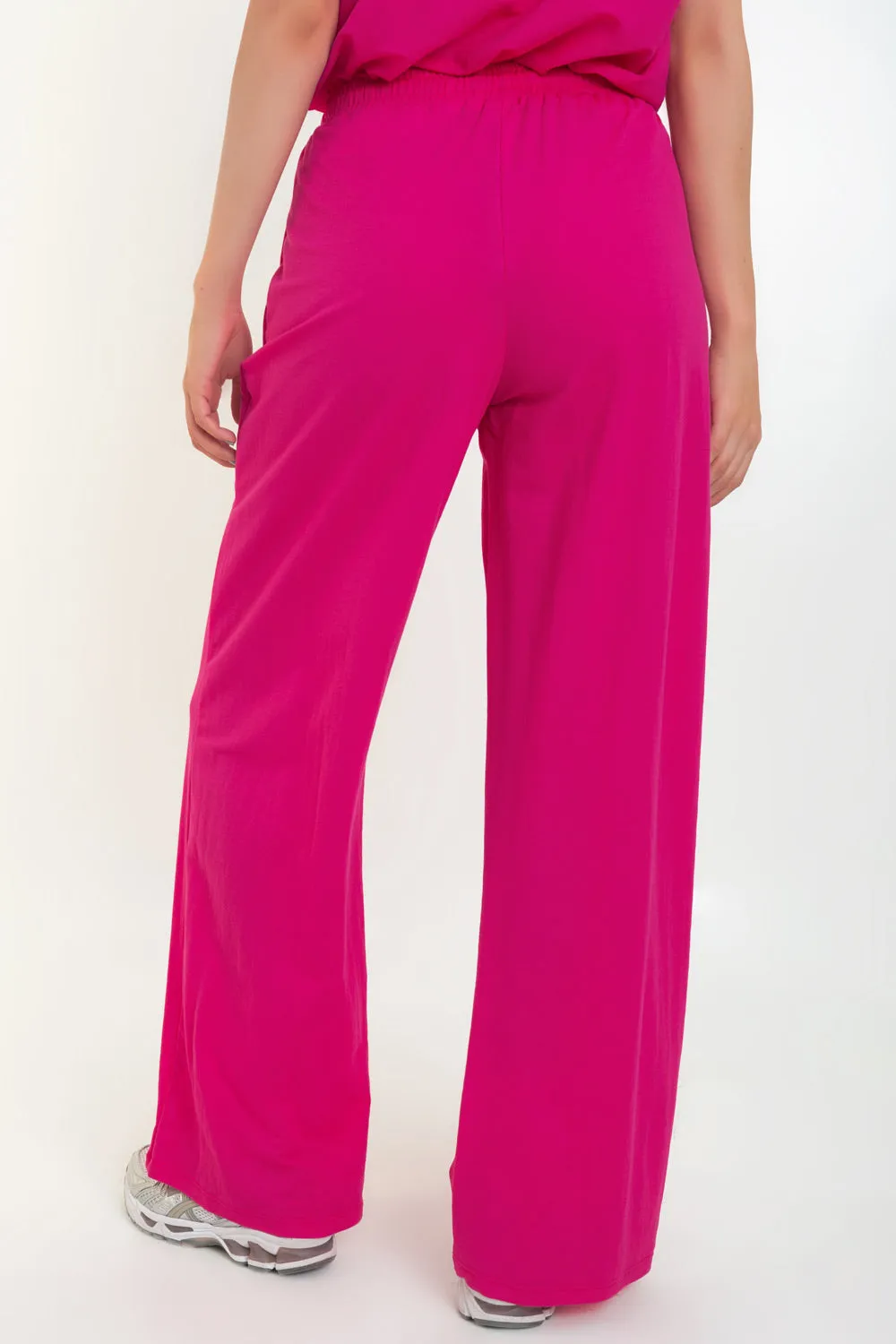Pantalón wide leg pretina elástica con jareta