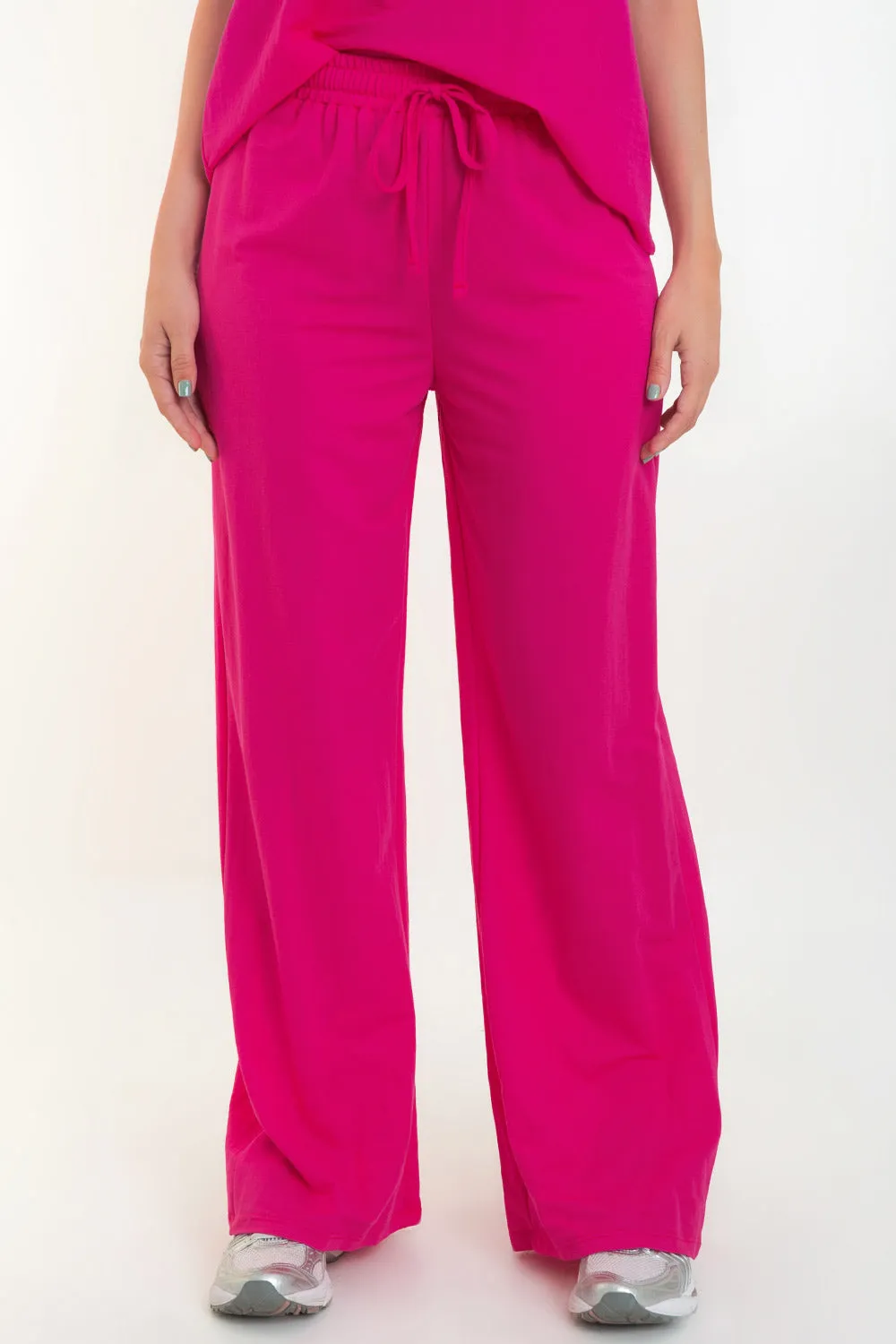 Pantalón wide leg pretina elástica con jareta