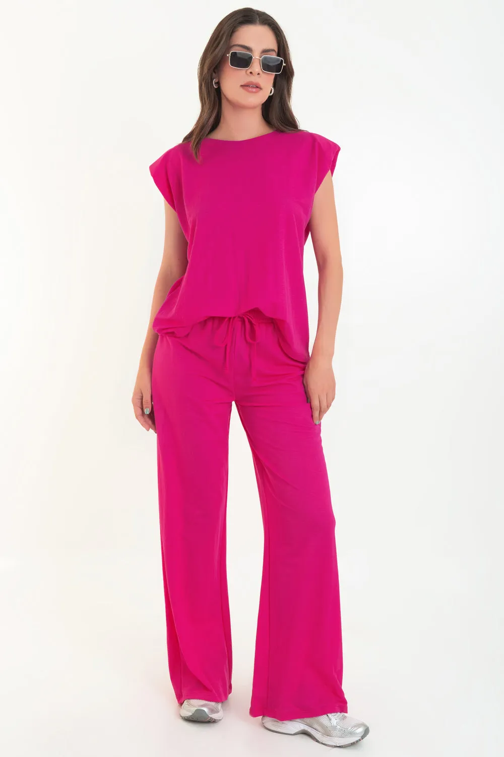 Pantalón wide leg pretina elástica con jareta