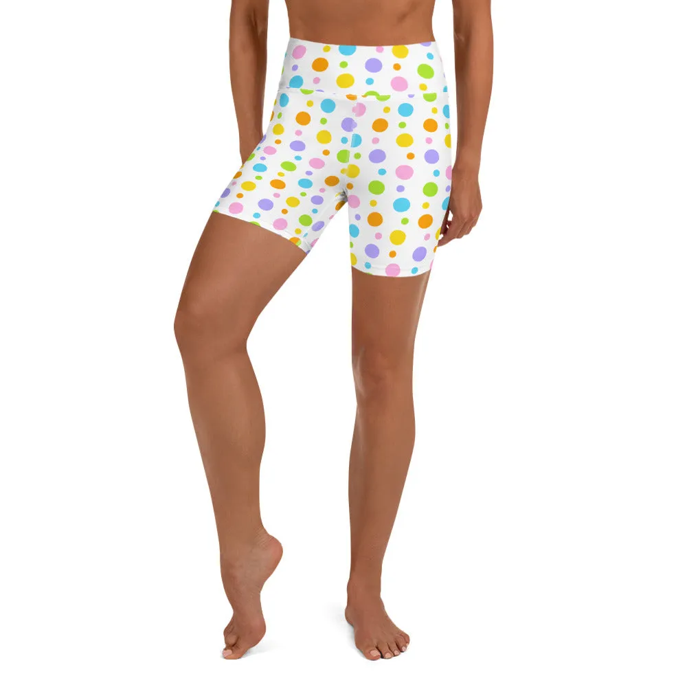 Pastel Polka Dot Yoga Shorts