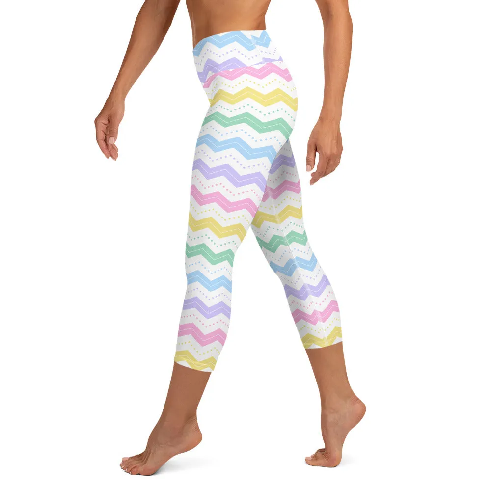 Pastel Zigzags High-waist Yoga Capri Leggings