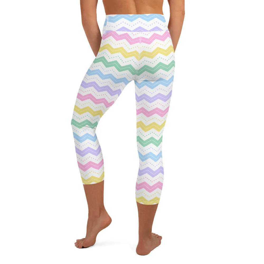 Pastel Zigzags High-waist Yoga Capri Leggings