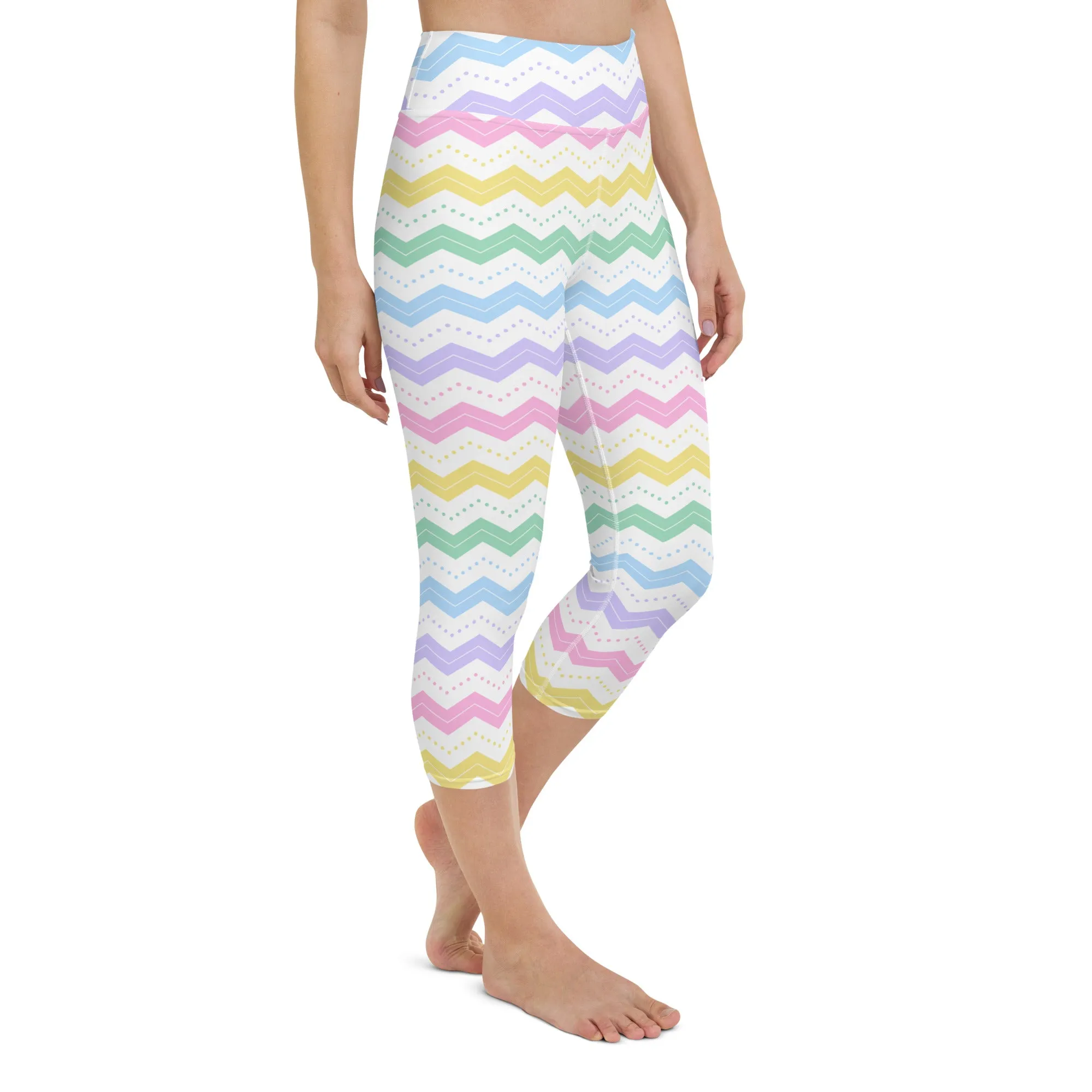 Pastel Zigzags High-waist Yoga Capri Leggings