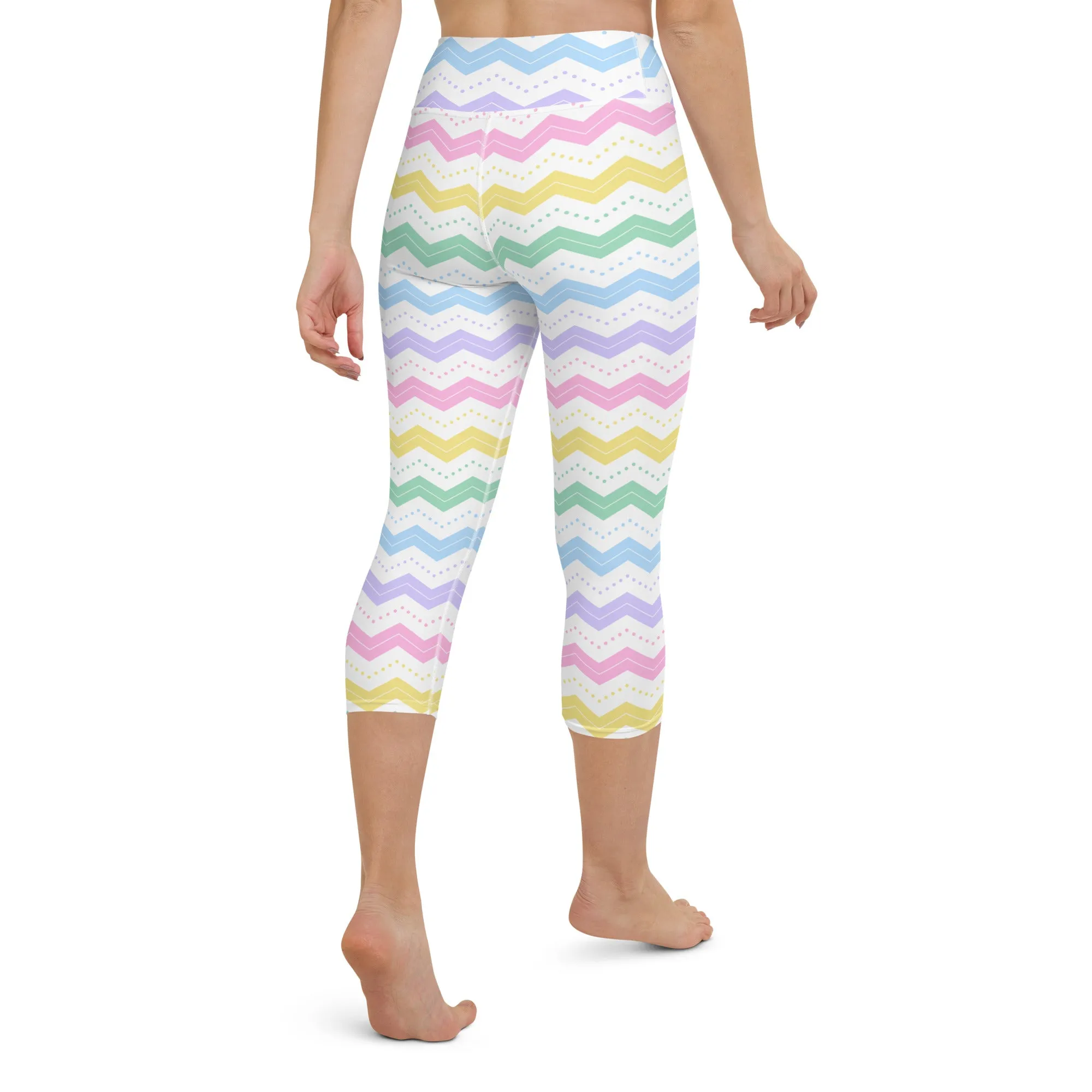 Pastel Zigzags High-waist Yoga Capri Leggings