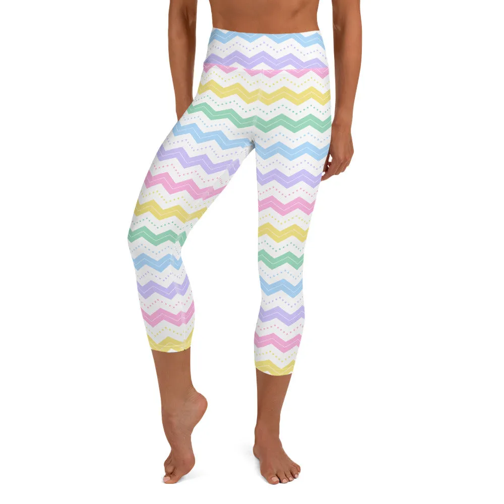 Pastel Zigzags High-waist Yoga Capri Leggings