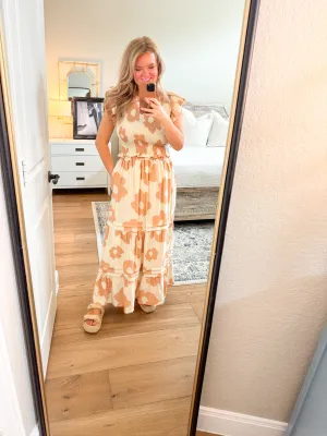 Peach Floral Skirt Set