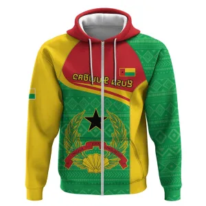 Personalised Afro Guinea Bissau Zip Hoodie Coat Of Arms Mix African Pattern LT15