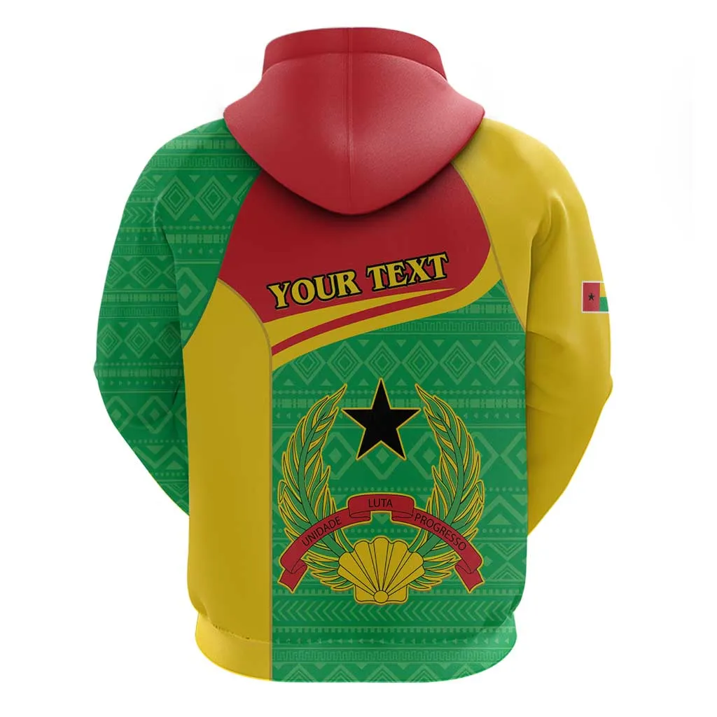 Personalised Afro Guinea Bissau Zip Hoodie Coat Of Arms Mix African Pattern LT15