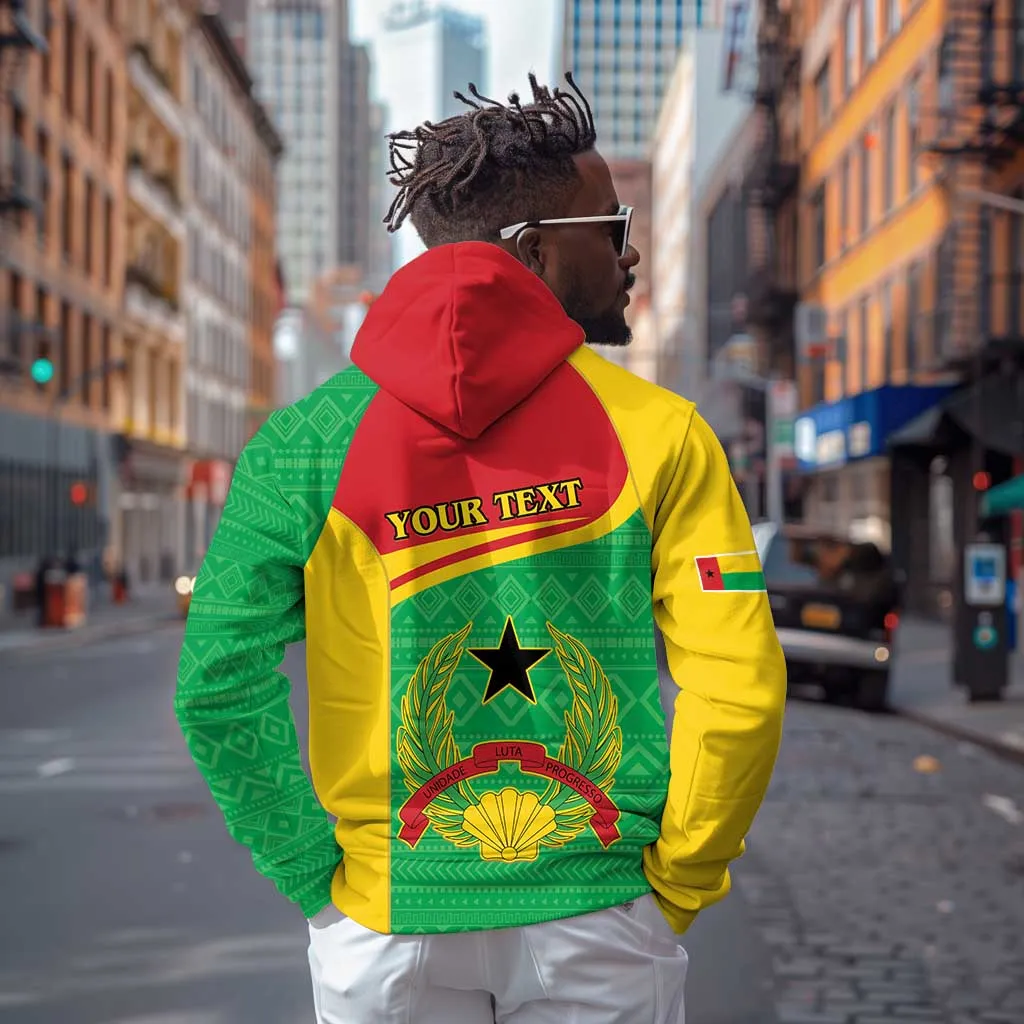 Personalised Afro Guinea Bissau Zip Hoodie Coat Of Arms Mix African Pattern LT15