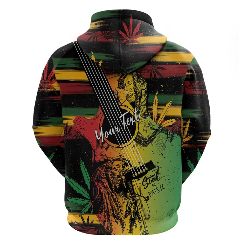 Personalised Afro Reggae Zip Hoodie Soul of Music Sketch Style LT7