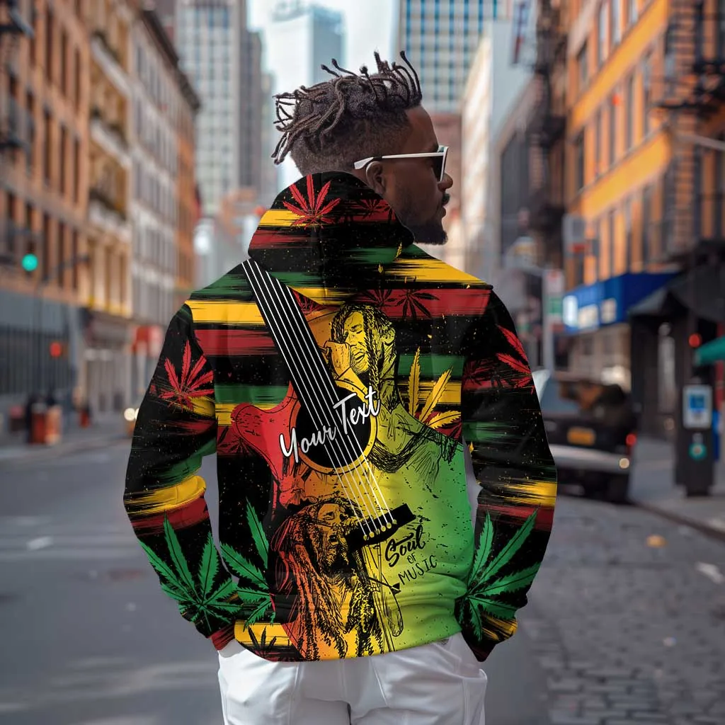 Personalised Afro Reggae Zip Hoodie Soul of Music Sketch Style LT7