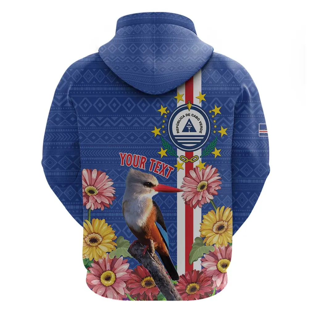 Personalised Cabo Verde Zip Hoodie Grey-Headed Kingfisher Mix Gerbera Daisy LT15
