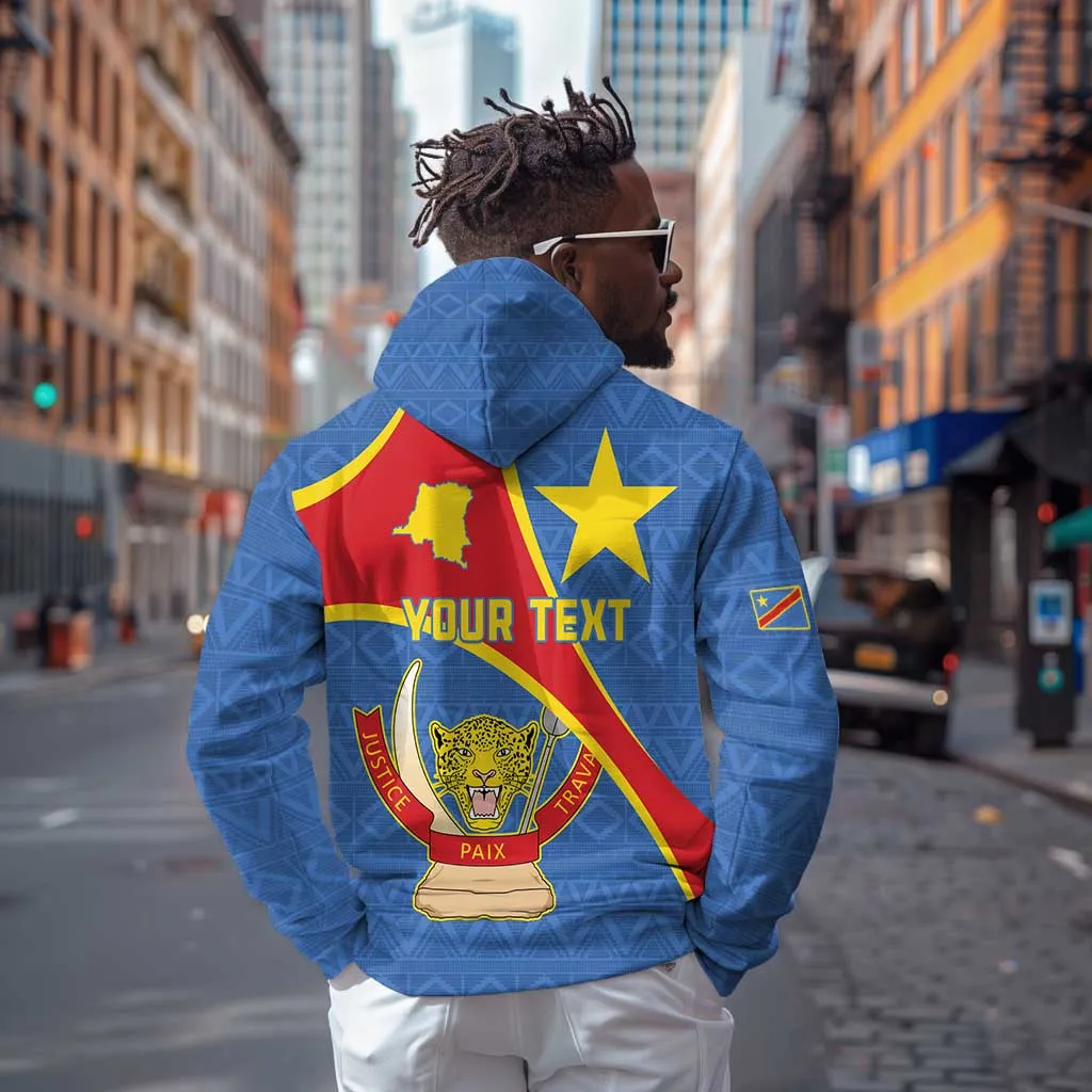 Personalised DR Congo Zip Hoodie Coat Of Arms With Map LT15
