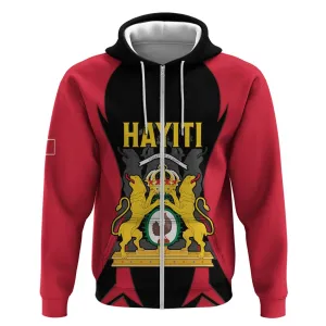 Personalised First Empire Of Haiti Zip Hoodie Coat Of Arms Sporty Style LT15