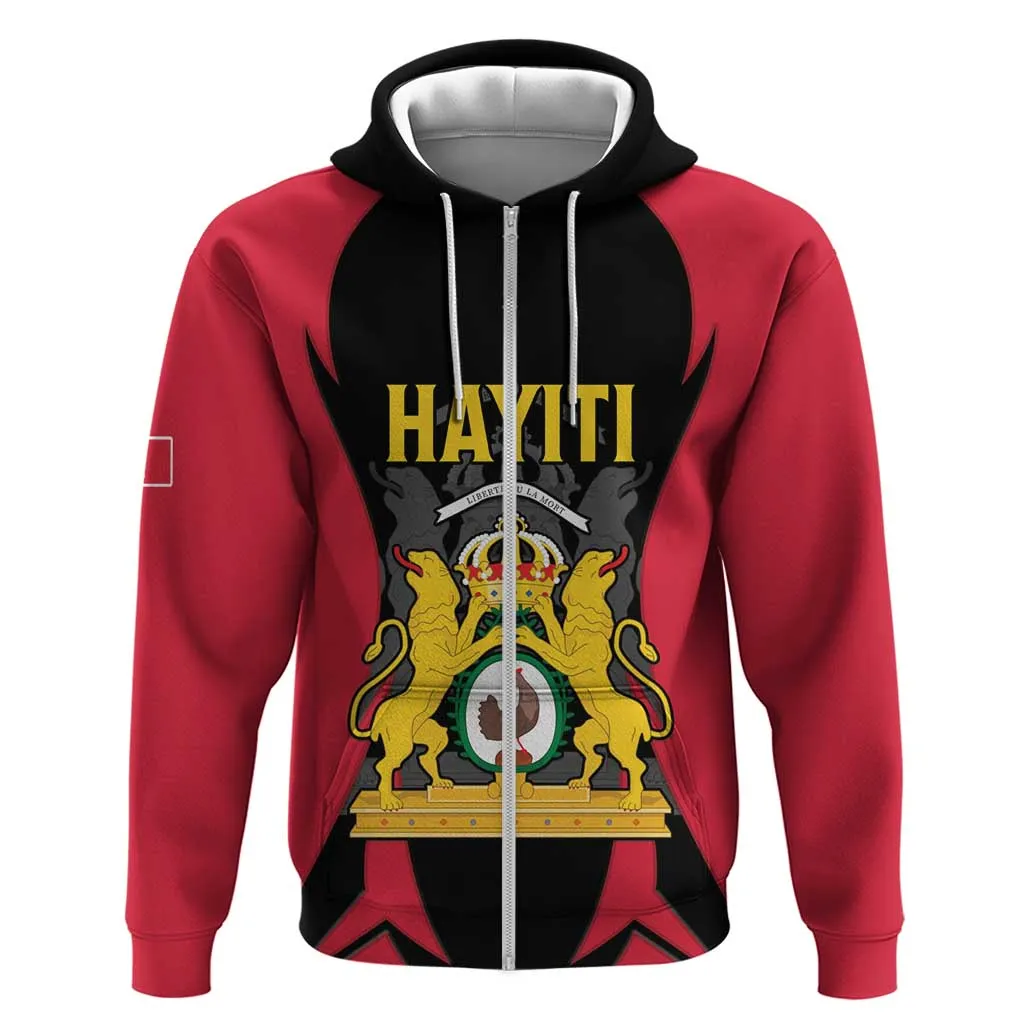 Personalised First Empire Of Haiti Zip Hoodie Coat Of Arms Sporty Style LT15