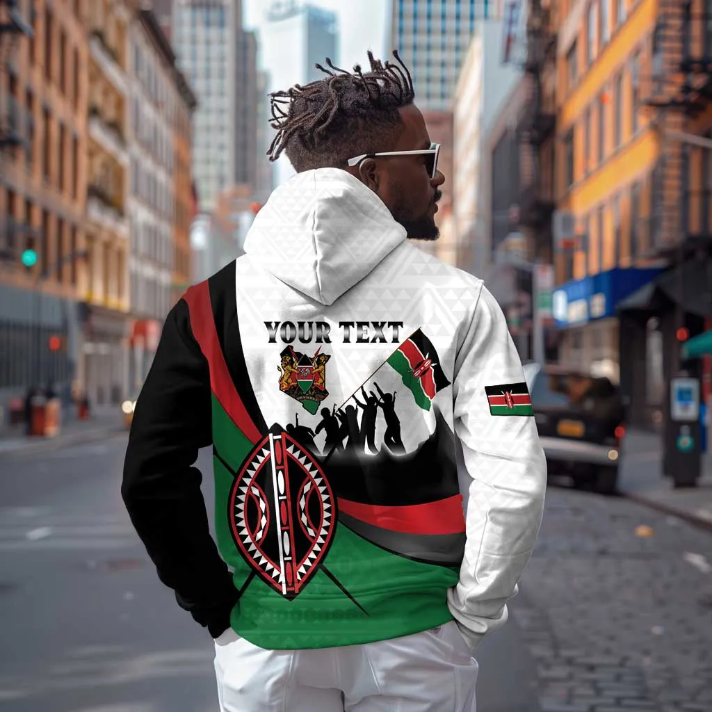 Personalised Kenya Zip Hoodie Madaraka Day - Maasai Shield LT15