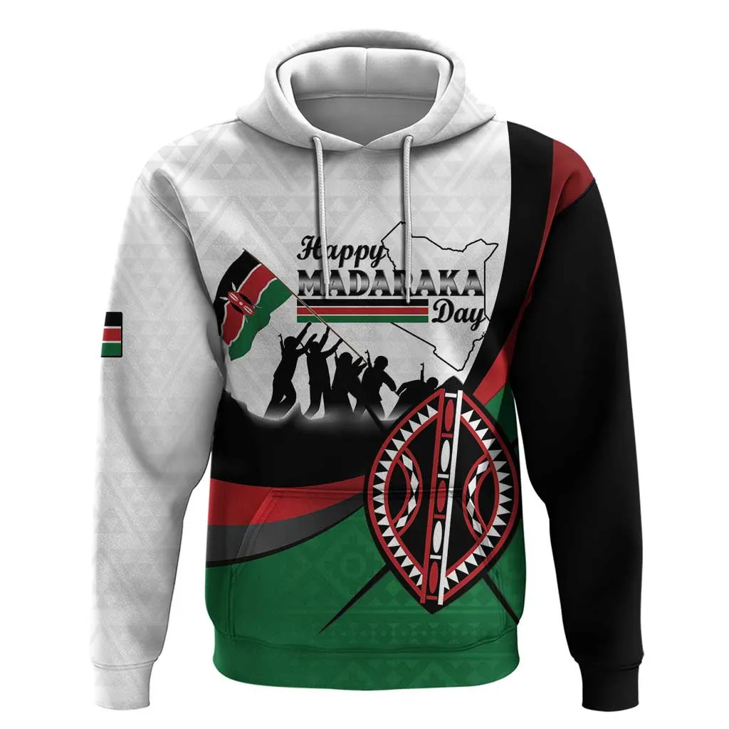 Personalised Kenya Zip Hoodie Madaraka Day - Maasai Shield LT15