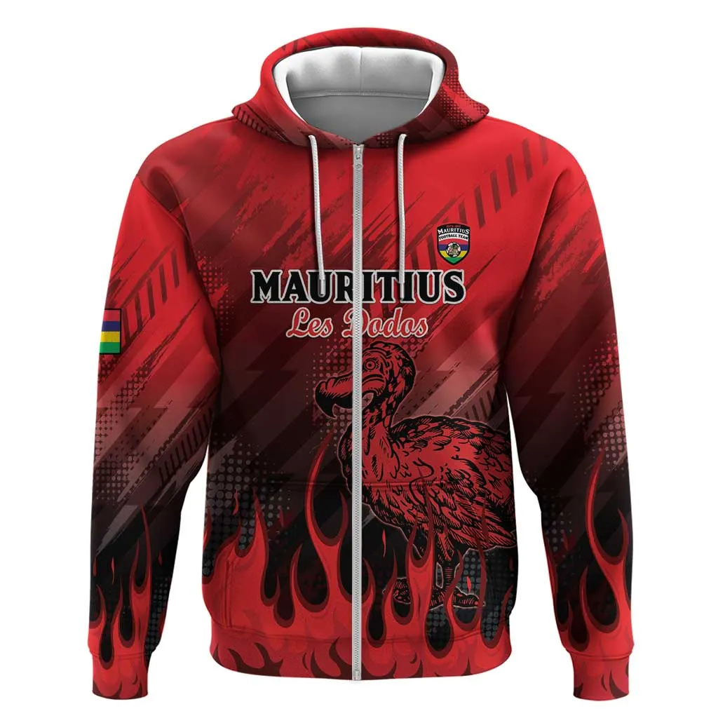 Personalised Mauritius Football Zip Hoodie Go Les Dodos Go LT15