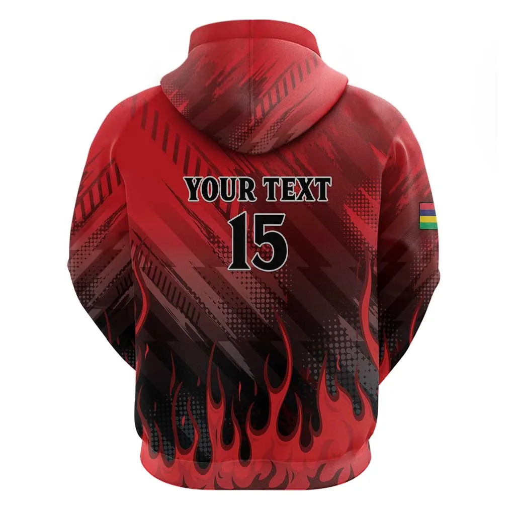 Personalised Mauritius Football Zip Hoodie Go Les Dodos Go LT15