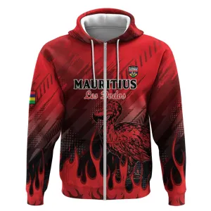 Personalised Mauritius Football Zip Hoodie Go Les Dodos Go LT15
