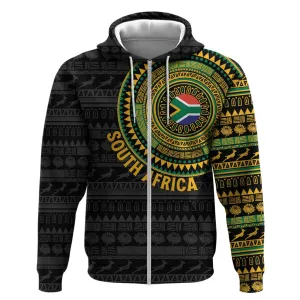 Personalised South Africa African Tribal Pattern Zip Hoodie Chest Arm Tattoo LT15