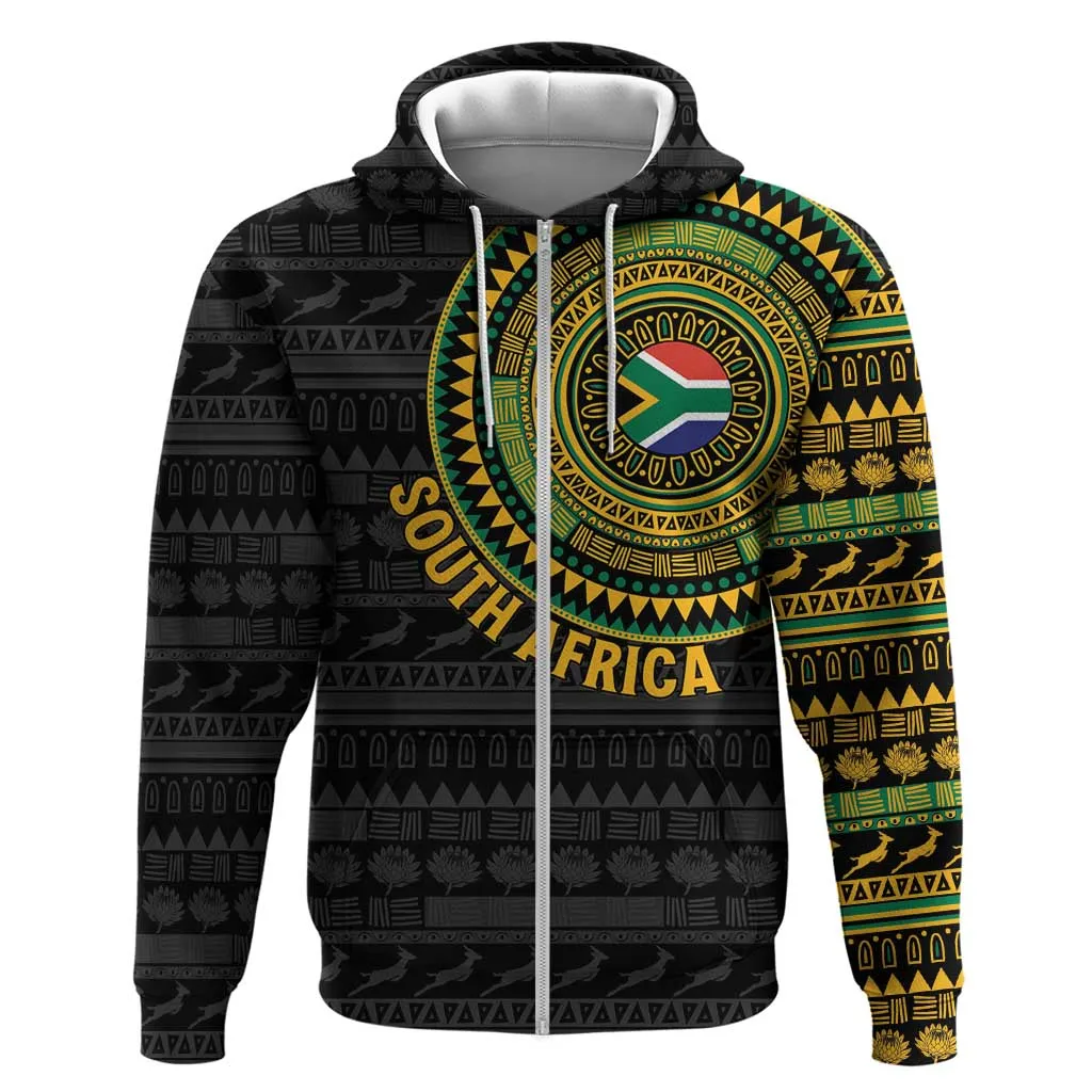 Personalised South Africa African Tribal Pattern Zip Hoodie Chest Arm Tattoo LT15