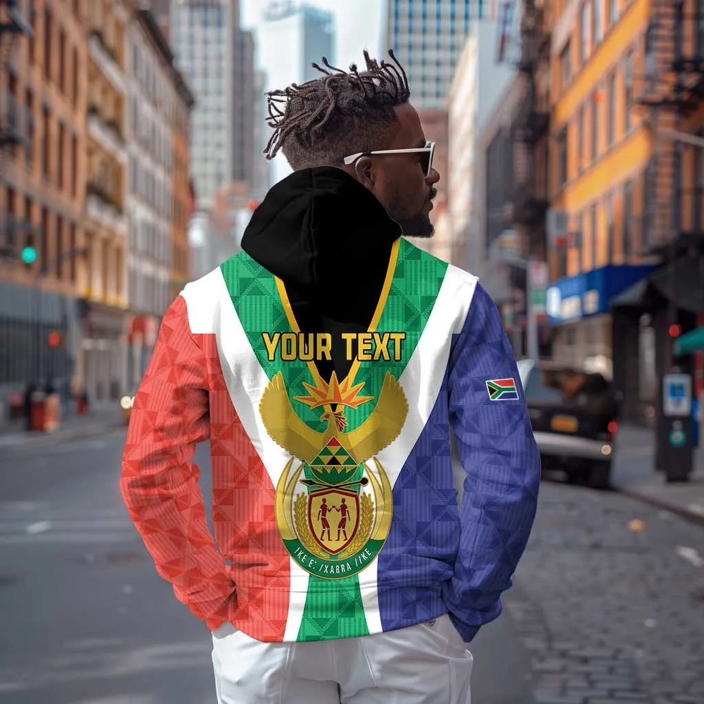 Personalised South Africa Zip Hoodie Coat Of Arms Flag Style LT15