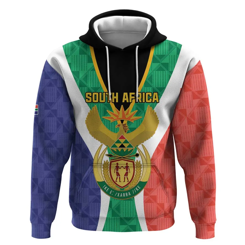 Personalised South Africa Zip Hoodie Coat Of Arms Flag Style LT15