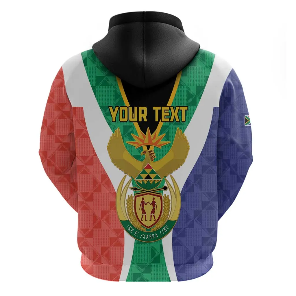 Personalised South Africa Zip Hoodie Coat Of Arms Flag Style LT15