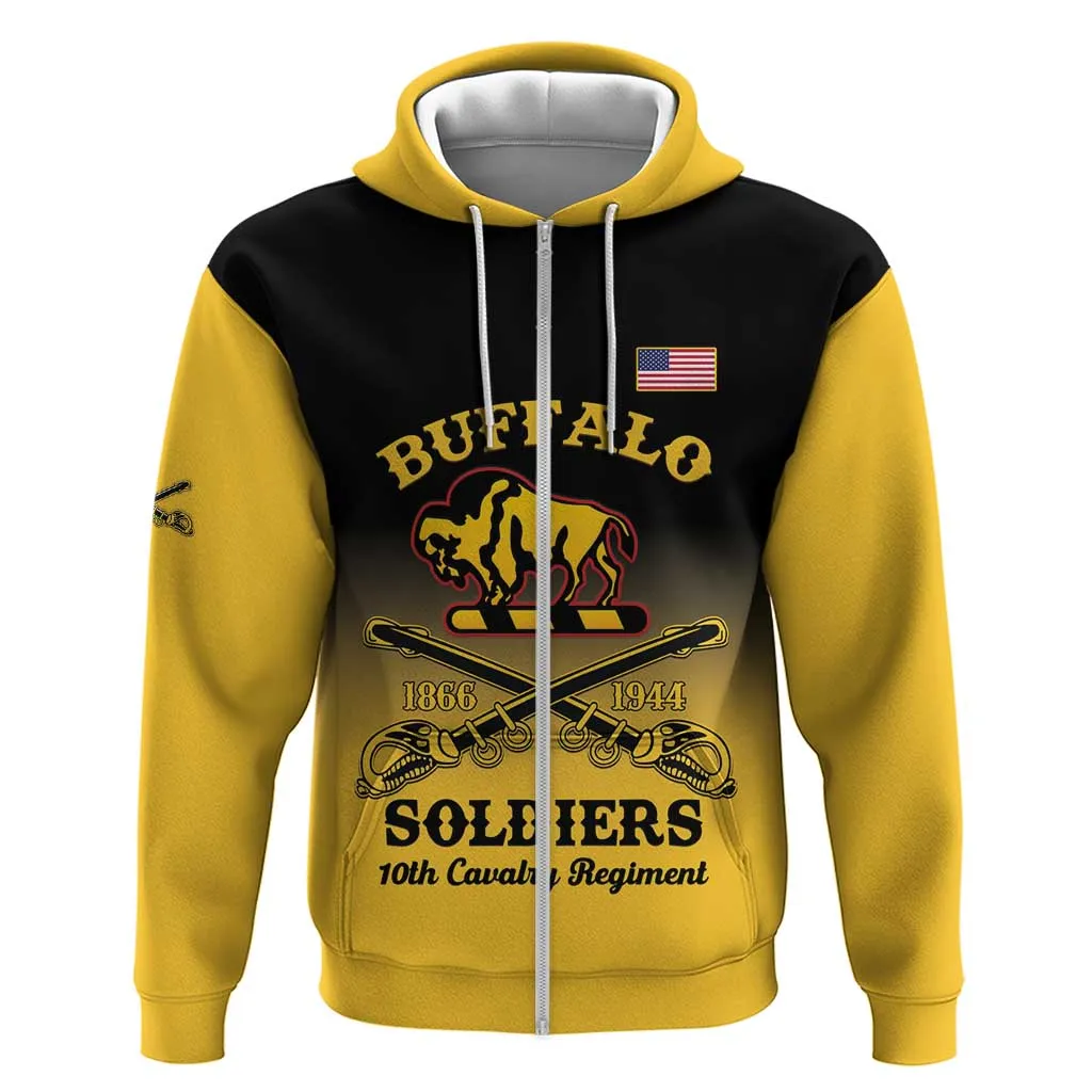 Personalized Afro-Americans Buffalo Soldiers Zip Hoodie 10th Cavalry Regiment LT15