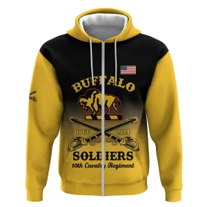 Personalized Afro-Americans Buffalo Soldiers Zip Hoodie 10th Cavalry Regiment LT15