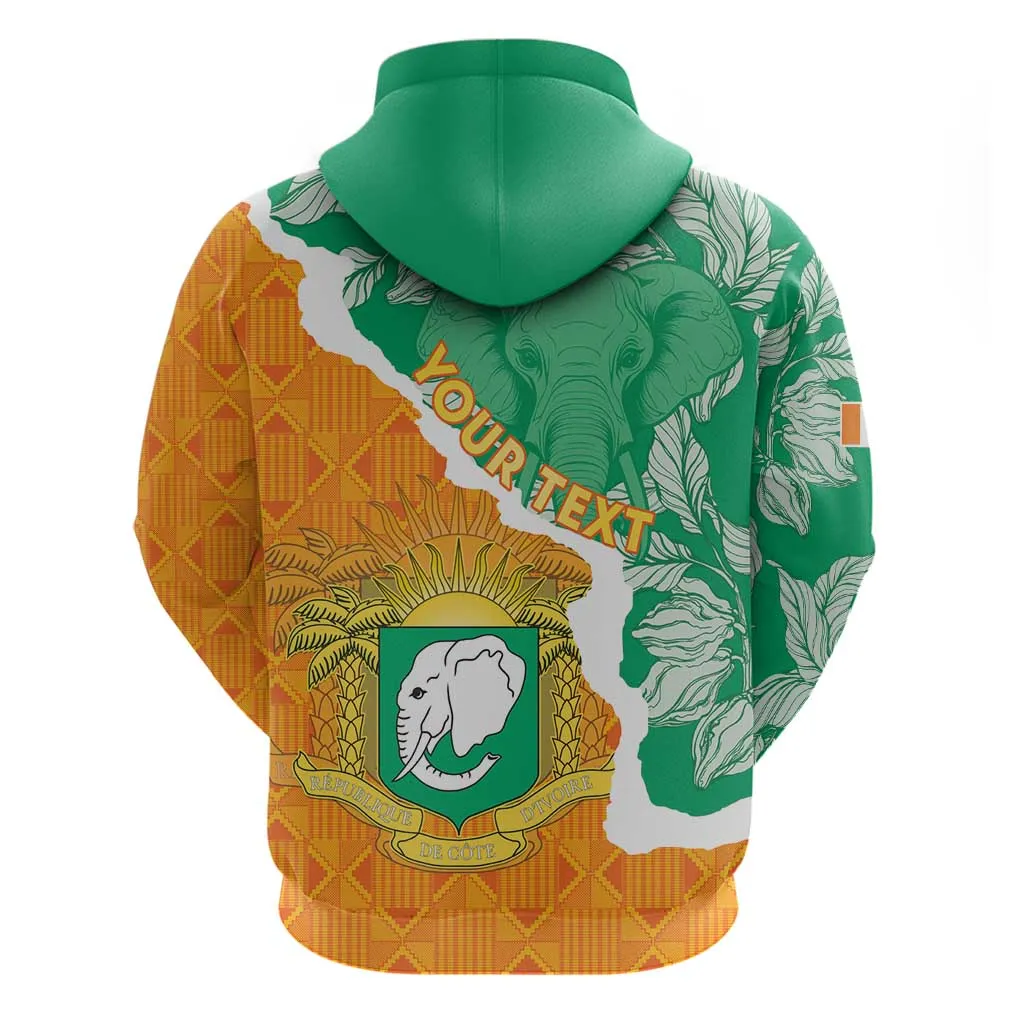 Personalized Afro Ivory Coast Zip Hoodie Coat Of Arms With Kente Pattern LT15
