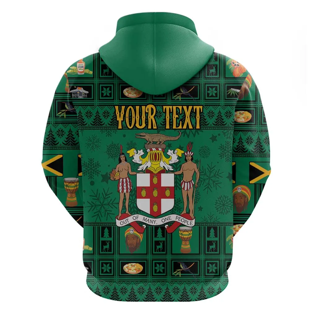 Personalized Afro-Jamaicans Merri Crissmuss Zip Hoodie Coat Of Arms - Xmas LT18