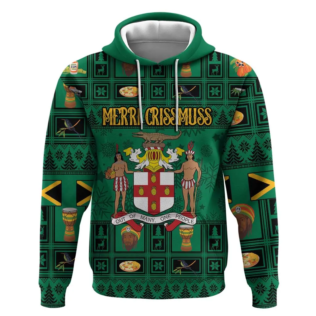 Personalized Afro-Jamaicans Merri Crissmuss Zip Hoodie Coat Of Arms - Xmas LT18