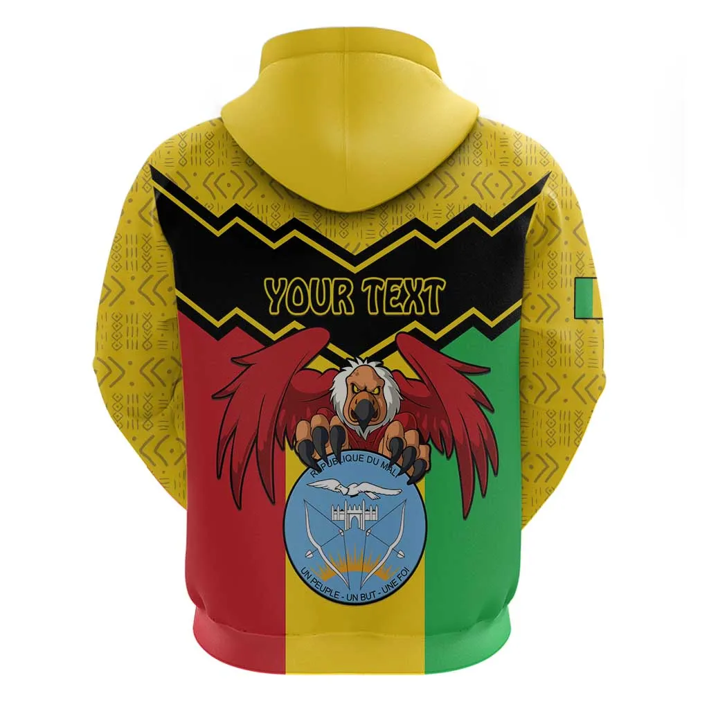 Personalized Afro Mali Vulture Zip Hoodie Coat Of Arms - Bogolan Pattern LT15